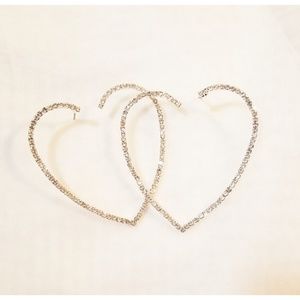Big Half Silver Heart Earrings